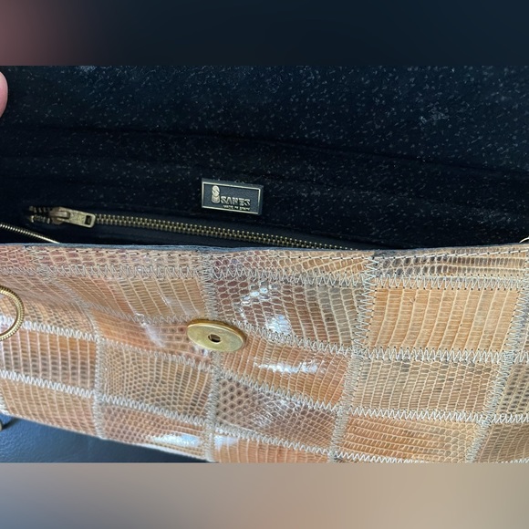 VINTAGE SANES BROWN SNAKESKIN SHOULDER CLUTCH BAG HANDBAG
CHAIN STRAP - Picture 3 of 9